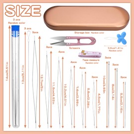 Beading Needle, Stainless Steel Beading Needles Set, 9 PCS Long Straight Beading Needles, 21 PCS Big Eye Beading Needles, 3 Collapsible Eye Needles, Needle Threader for Jewellery Making