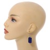 Navy Blue Square Glass Drop Earrings - 6cm Long