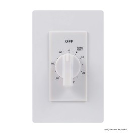 UltraPro 60-Minute In-Wall Spring Wound Countdown Timer Switch, Mechanical Timer for Lights, Bathroom & Exhaust Fans, No Neutral Wire Required, White, 41081
