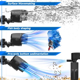 AQQA Aquarium Wave Maker - 4277GPH Fish Tank Wavemaker Magnetic Mount Suction /360°+180°Adjustable Double Powerhead/Ultra-quiet Circulation Pump,for Freshwater Saltwater