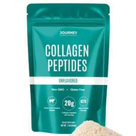 Journey Supplements Collagen Peptides Powder, Unflavored, 1 lb – Supports Hair, Skin, Nail, Bone & Joint Health – Hydrolyzed, Grass-Fed, Gluten-Free, Keto-Friendly, Zero Sugar Protein Supplement.