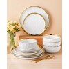 LOVECASA 12 Pieces Plates and Bowls Sets, Porcelain White and