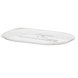 Eco-Products Compostable 32oz Clear Flat Deli Container Lids, Fit 2/4 Compartment, Case of 400, Cold Food Meal Prep, PLA Plastic, A Renewable Material Made from Plants, ASTM Compliant, BPI-Certified