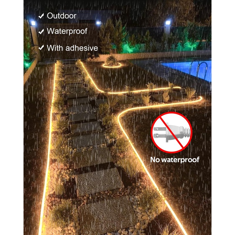 Aclorol 100FT COB Outdoor LED Strip Lights Waterproof 1 Roll