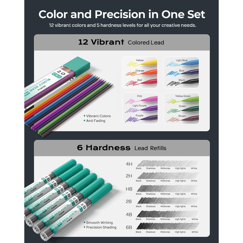 Nicpro 3 Pack Blocky Gear 2.0 mm Metal Mechanical Pencils
