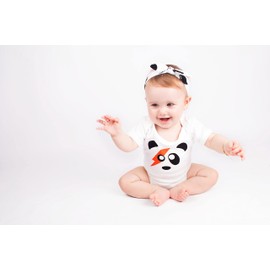 Baby Moo's Ziggy Stardust Panda Baby Grow | Rock n Roll Music David Bowie Baby Vest Unisex Infant Bodysuit - Unique New Baby Gift UK (6-12 months)