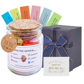 Bible Verse Jar, 120 Color Coded Bible Verses in a Jar, Bible Study Supplies, Christian Gifts for Women, Birthday Gifts for Women Men