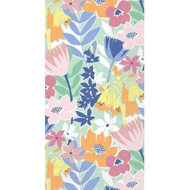 Boston International IHR 3-Ply Guest Towel Buffet Paper Napkins, 16-Count, 8.5 x 4.5-Inches, Flower Collage Light Green