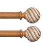 TKZTKZ Wood Curtain Rods for Windows 66-120" 2 Pack:Boho Farmhouse