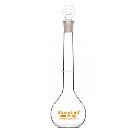 stonylab Glass Volumetric Flask Class A with Glass Stopper, Borosilicate Glass Heavy Wall Volumetric Flask Tolerance ±0.03 ml, 25 ml