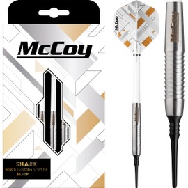 McCoy Darts D6094 Shark | Premium 90% Tungsten Soft Tip Darts Set | Silver 20g