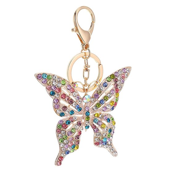 Butterfly Keychain for Women Girls Cute Glittering Crystal Rhinestone Butterfly