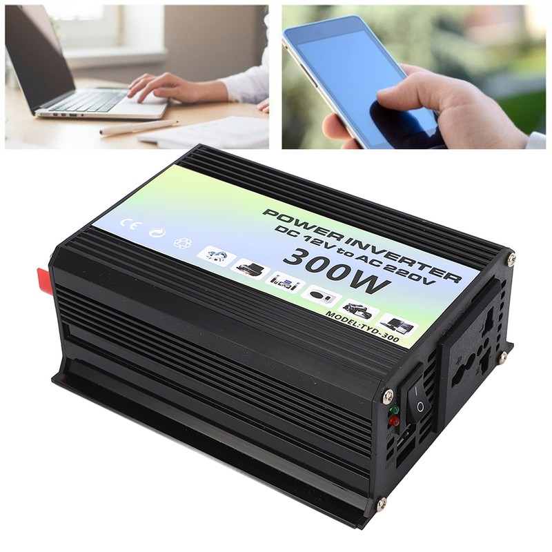Power Inverter 300W 1 Universal Socket 2 USB Port Smart