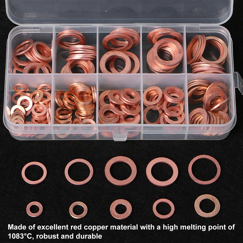 200Pcs Oil Drain Plug Gasket Red Copper Heating Processing 9