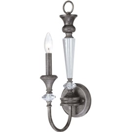 Craftmade 26731-MBS Boulevard Crystal Candle Wall Sconce Lighting, 1-Light, 60 Watts, Mocha Bronze / Silver (5"W x 20"H)