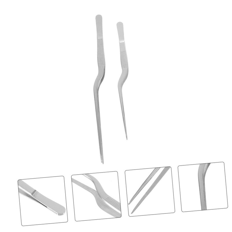 Ciieeo 2sets Kitchen Tongs Tweezers Set Metal Tweezers Fish Bone