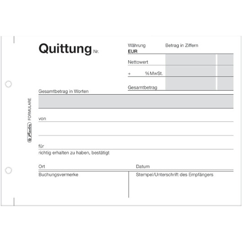 Herlitz 886606 Receipt Book A6, 50 sheets, Pack of 10