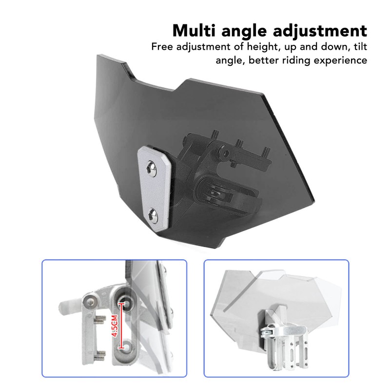 Motorcycle Windshield Acrylic Heightened Adjustable Clip On Wind Deflector Windscreen