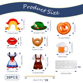 Oktoberfest Decoration, Pack of 28 Oktoberfest Photo Box Accessories Bavarian Decorative Photo Box Props Funny Bavarian Photo Props Oktoberfest Photo Booth Props