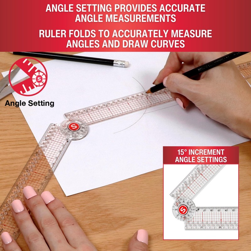 SINGER 24-Inch Folding Ruler with Precision Marking & Grid Lines