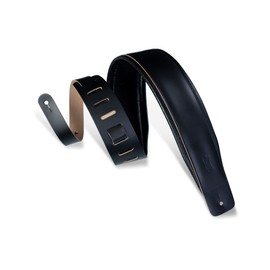Levy's Leathers 3" Leather Guitar Strap with Foam Padding and Garment Leather Backing; Black (DM1PD-BLK)