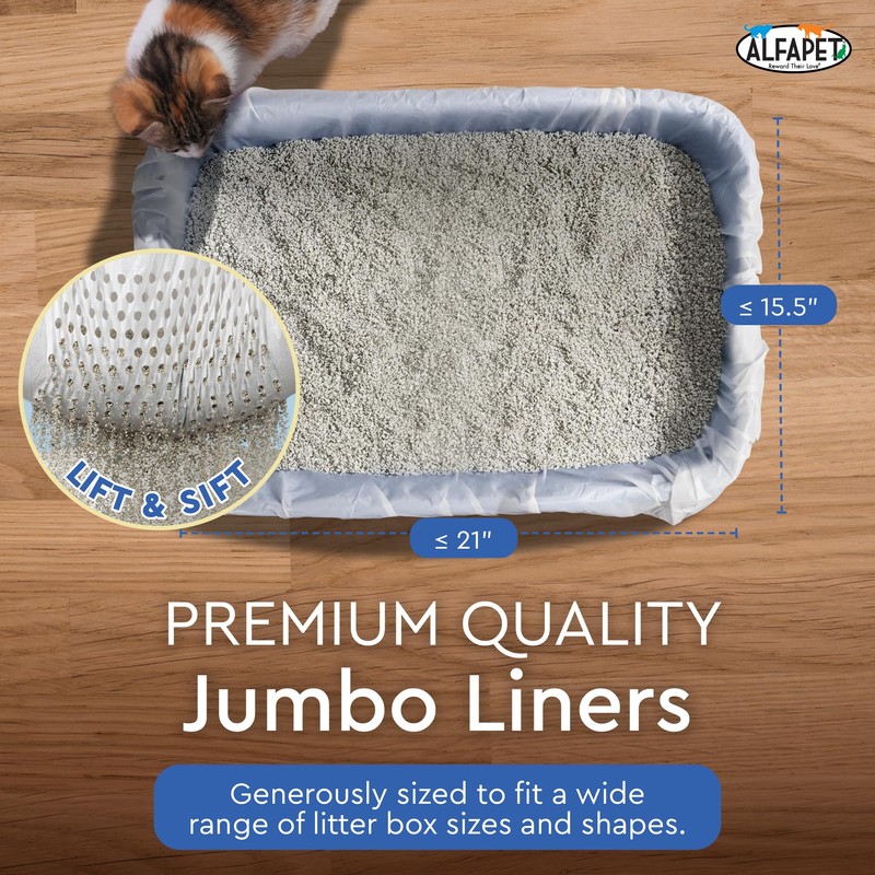 Alfapet Sifting Cat Litter Box Liners - Jumbo 10 Count,