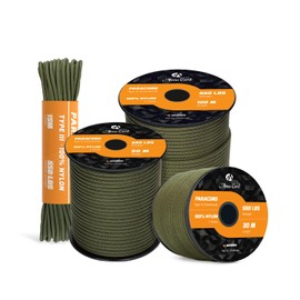 Abma Cord Paracord 550, Nylon Rope Paracord, 4 mm Cords (15 m - 30 m - 50 m - 100 m) with 7 Cores, Type III Survival Parachute Cord, Top 45 Hot Colours - Max. 250 kg - Army Green, 15 m
