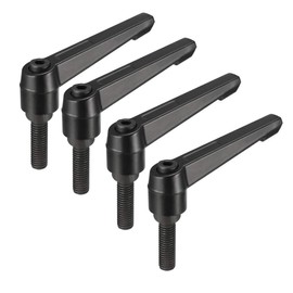 uxcell M10 x 30mm Handle Adjustable Clamping Lever Thread Push Button Ratchet Male Threaded Stud Knobs Locking Rotating Screw Handles Quick Release Bolt Black 4pcs