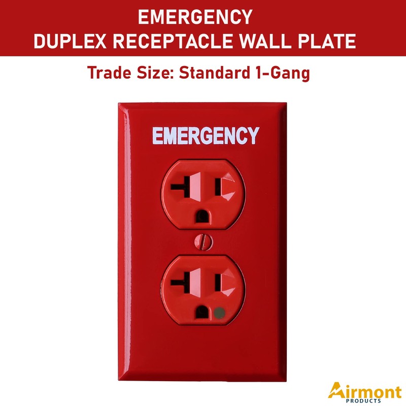 (5 Pack) Emergency Red Outlet Covers, Duplex Receptacle Switch Wall