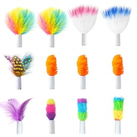 ORSDA 12Pcs Interchangeable Attachments Cat Feather Toys Replaceable Feathers and Fluffy Toy Accessories