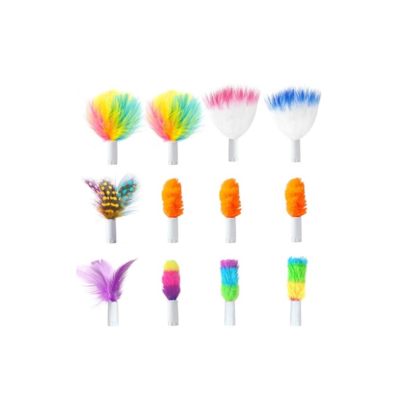 ORSDA 12Pcs Interchangeable Attachments Cat Feather Toys Replaceable Feathers and