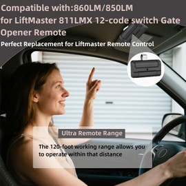 for 811LMX Gate Remote for Liftmaster - 12-Code Security+ 2.0 Replacement for 811LM & 811LMX, Compatible with 850LM/860LM & Liftmaster Gate Openers, 390MHz/315MHz