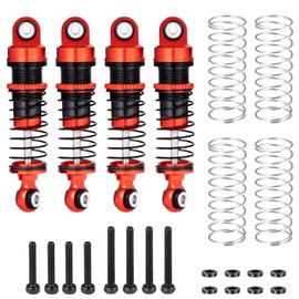 AXspeed RC Shock Kits Metal Shock Absorber with Thread for 1:18 FMS LC80 FCX18 FCX24 Upgrade (Red and Black)