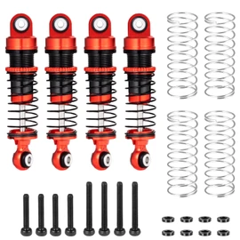 AXspeed RC Shock Kits Metal Shock Absorber with Thread for 1:18 FMS LC80 FCX18 FCX24 Upgrade (Red and Black)