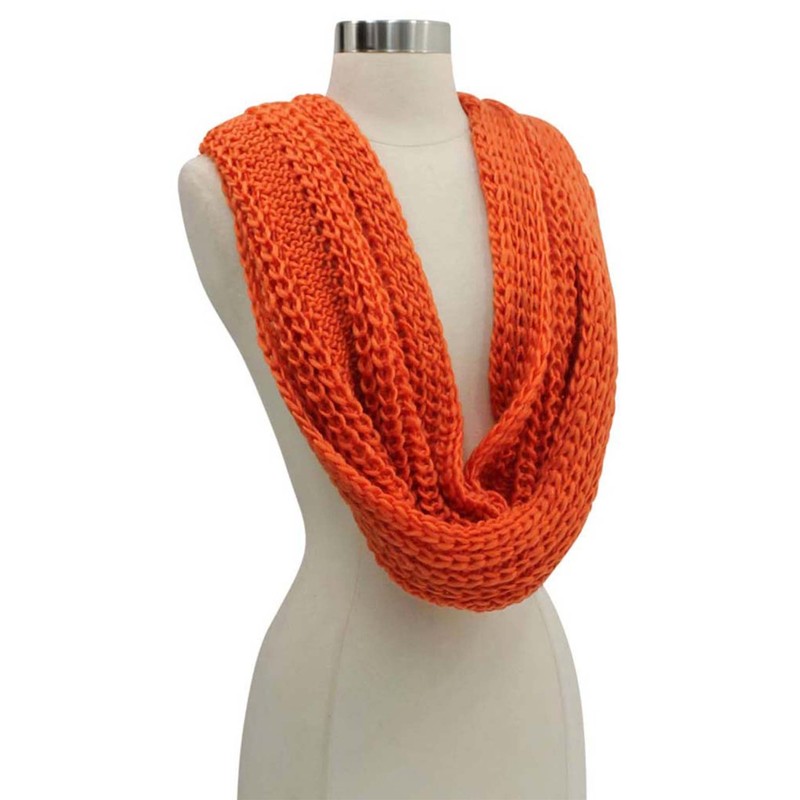 Orange Simple Chunky Knit Unisex Winter Infinity Scarf
