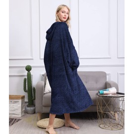 AUTUCAU Oversized Flannel Hoodies,Cozy Soft Warm Wearable Blanket with Giant Pocket, One Size for Men Women Adult Teens