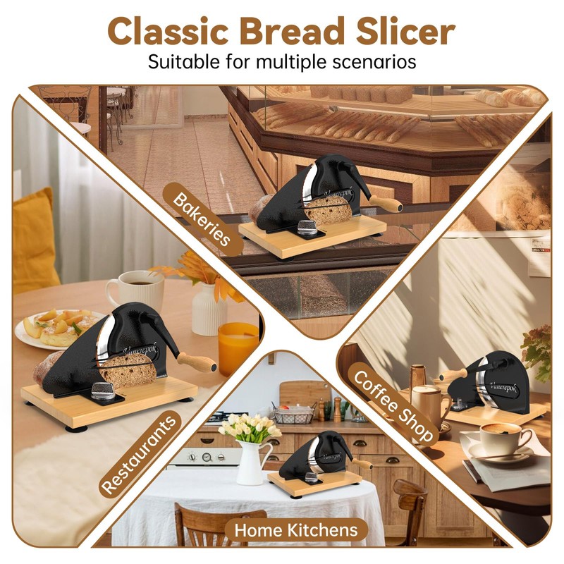 vanerepok Manual Bread Slicer for Homemade Sourdough Adjustable Thickness