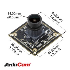 Arducam 1080P Low Light WDR USB Camera Module for Computer, 2MP 1/2.8” CMOS IMX291 100 Degree Wide Angle Mini UVC Webcam Board with Microphone, 3.3ft/1m Cable for Windows Linux Mac OS