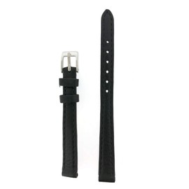 Tech Swiss Watch Band Black Genuine Calf Leather Smooth Ladies Strap 8 millimeter