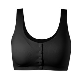 Lervanla Mastectomy Bras with Pockets for Prosthesis Front Closure Bras for Women No Underwire Surgical Bra Black