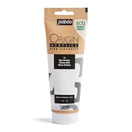 PEBEO Origin - Eco-designed High-viscosity Acrylic Paint - High Pigment Concentration for Intense Color and Excellent Lightfastness - 4.05 Fluid Ounces (120 ml) Tube - Titanium White