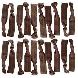 Kenz Laurenz Hair Ties - No Crease Ponytail Holders BROWN (Available in Lots of Pack Quantities) Ouchless Elastic Styling Accessories Pony Tail Holder Ribbon Bands - (20 Pack)