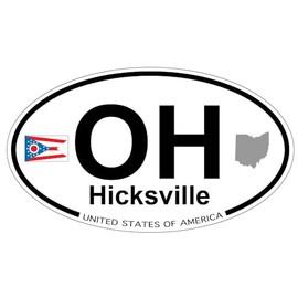 US Decal, Inc. Hicksville, Ohio Oval Sticker with State Flag