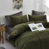CLOTHKNOW Army Green Fluffy Twin Comforter Set 3Pcs Dark Green