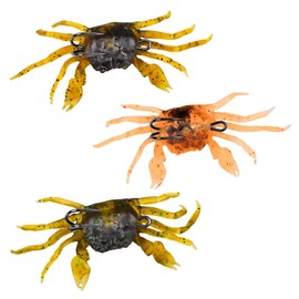 XPEX Pack of 3 Simulation Crab Bait, Crab Sharp Hook Wobbler Fishing Lure, Simulation Soft Bait, 3D Crab Bait with Sharp Hooks, Suitable for Fresh and Saltwater (3 Shape)
