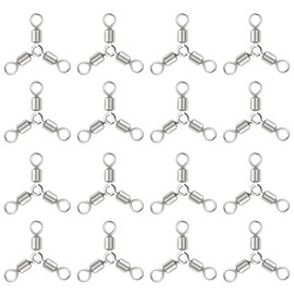 2#, 50pcs Fishing Rolling Ball Bearing Barrel Swivel with Safety Snap Connector Fishing Accessories Kit, 3 Way Fishing Rolling Swivels for Outdoor Fishing