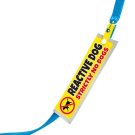 dogkit Reactive Dog Strictly No Dogs Space Awareness Sleeve for Reactive Nervous Dogs, Reflective, Waterproof, Double Sided Slip-on for the Dog Lead (Yellow, No Dogs Sign)