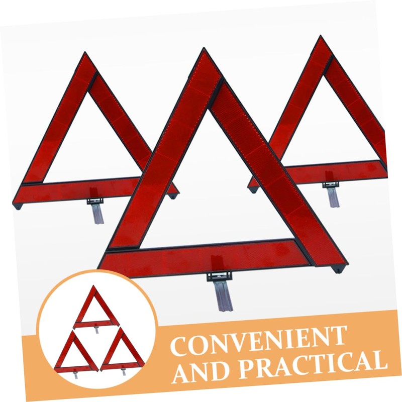 Ciieeo 3pcs Roadside Reflective Triangle Emergency Warning Signs and Lightweight