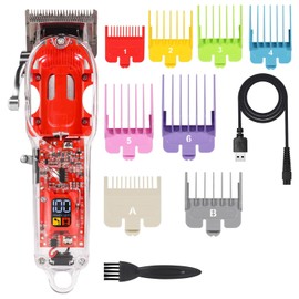Transparent Super Power Hair Clippers Set Zero Gap with LED Digital Display Cordless Professional Barber Clippers and Home Use Hair Cutting Haircut Grooming Kit for Men Women Kids
