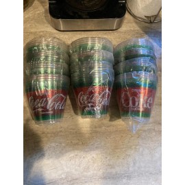 Coca-Cola Plastic Tiffany Cocktail Drink Party Cups Vintage NOS    LOT of 48